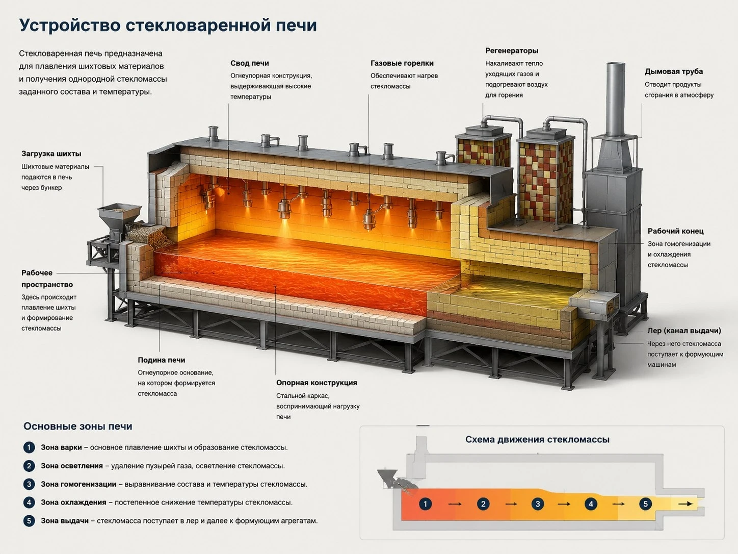 устройство стекловаренной печи
